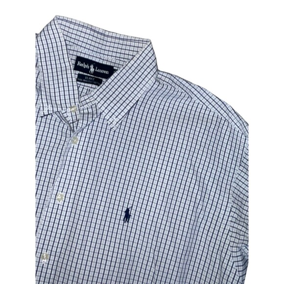 Ralph Lauren Shirt Mens XL Blake Button Down White Blue Check - Picture 1 of 7